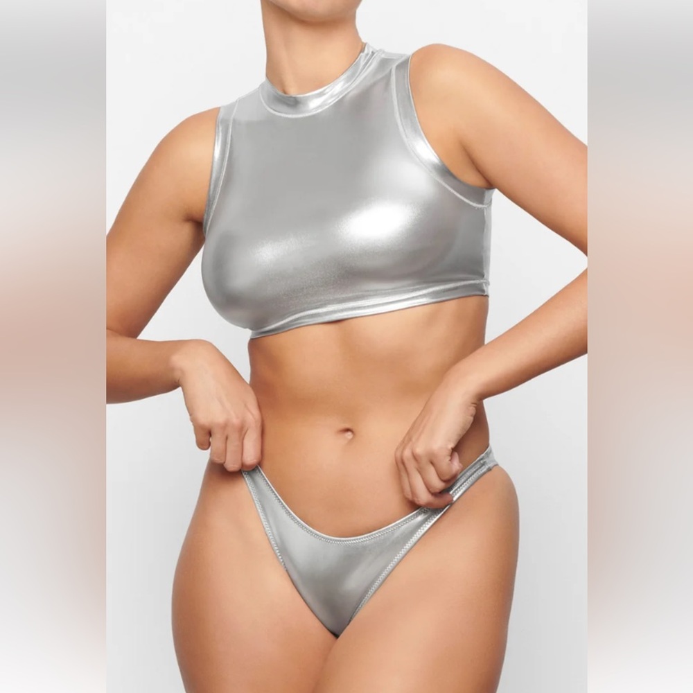 Skims metallic bikini bottoms - nickle